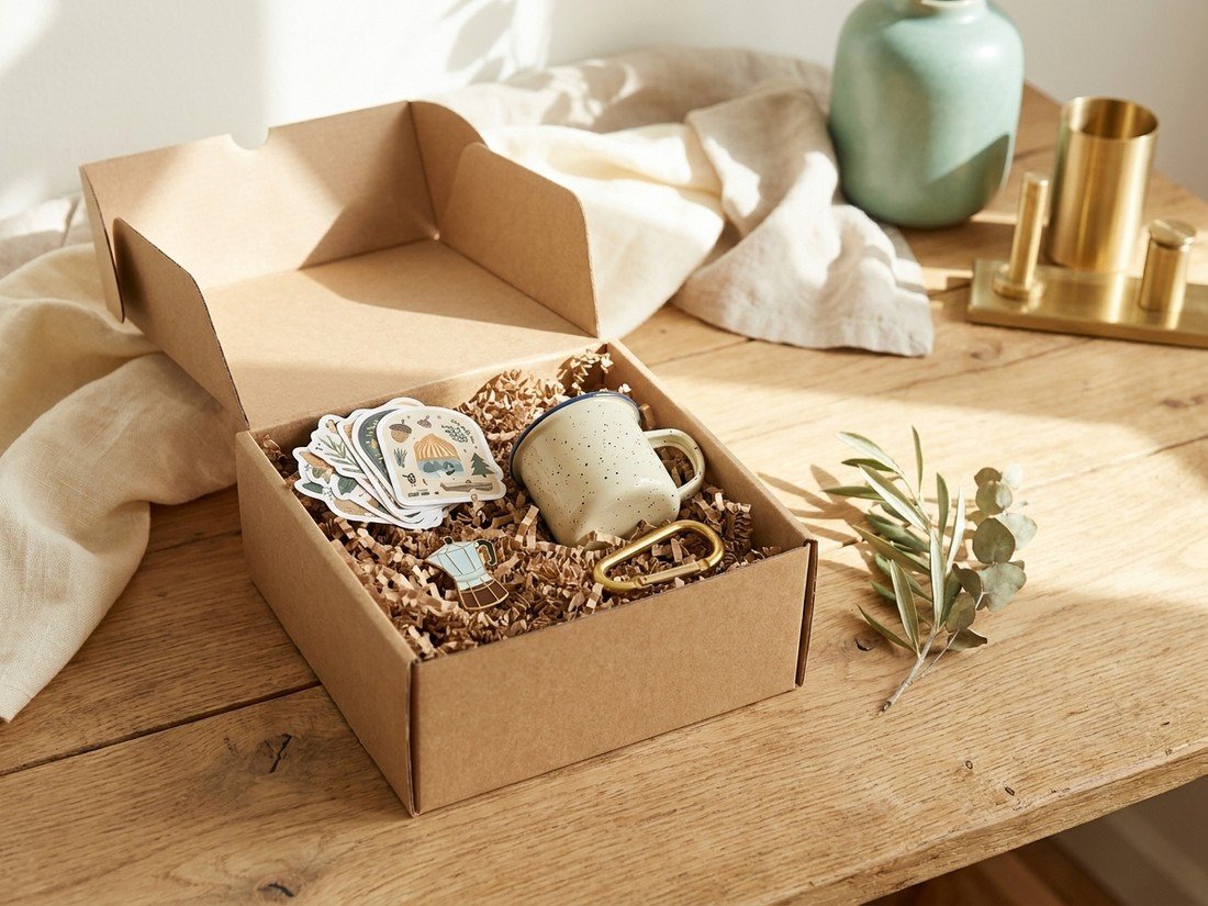 An open trail gift box